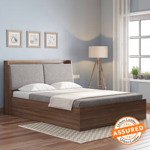 Beds With Storage Design Tyra Engineered Wood King Size Box Storage Bed in Classic Walnut Finish