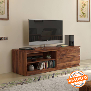 Vector Living Room Design Vector Solid Wood Free Standing TV Unit in Teak Finish
