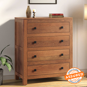 Storage In Bardoli Design Walter Solid Wood Chest of 4 Drawers in Amber Walnut Finish