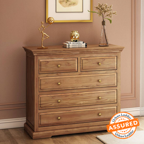 Fresh Picks Bedroom Design Tuscany Solid Wood Chest of 5 Drawers in Natural Teak Finish