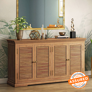 Crockery Unit Design Tuscany Solid Wood Sideboard in Natural Teak Finish