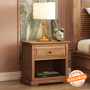 Aara Craft Tuscany Design Tuscany Solid Wood Bedside Table in Natural Teak Finish