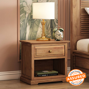 Bedside Tables Design Tuscany Solid Wood Bedside Table in Natural Teak Finish