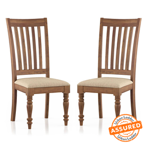 Aara Craft Tuscany Design Tuscany Solid Wood Dining Chair set of 2 in Natural Teak Finish