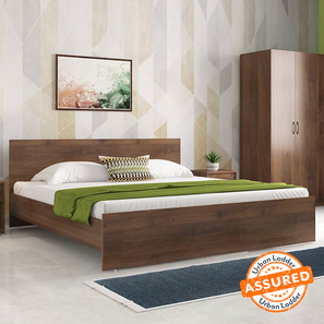 Double Bed Design Zoey Engineered Wood King Size Bed in Classic Walnut Finish
