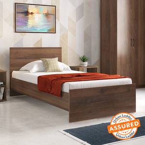 Single Beds Design Zoey Non-Storage Single Size Bed (Single Bed Size, Classic Walnut Finish)