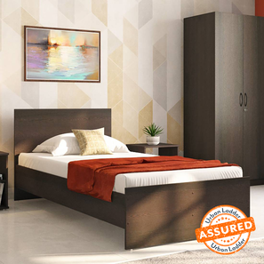 Ul Assured Beds Design Zoey Non-Storage Single Size Bed (Single Bed Size, Dark Wenge Finish)