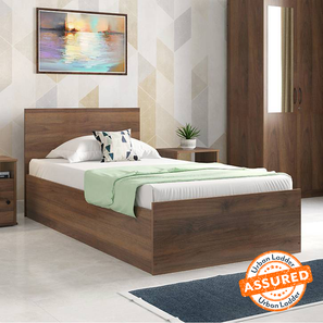 Single Beds Design Zoey Engineered Wood Single Size Box Storage Bed in Classic Walnut Finish