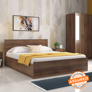 All Beds Design Zoey Engineered Wood Queen Size Box Storage Bed in Classic Walnut Finish