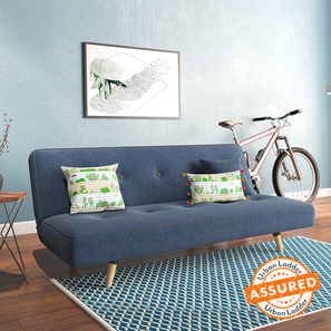 Sofa Cum Bed In Kankinara Design Zehnloch 3 Seater Click Clack Sofa cum Bed In Midnight Indigo Blue Colour