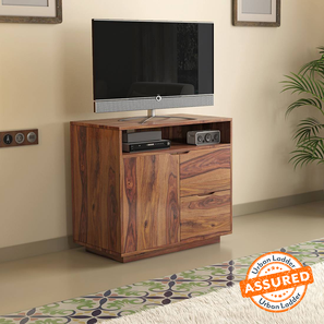 Tv Units In Patna Design Zephyr Solid Wood Free Standing TV Unit in Teak Finish