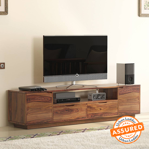 Sheesham Wood Furniture Design Zephyr Solid Wood Free Standing TV Unit in Teak Finish