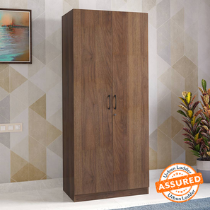 Office Cabinet Design Zoey Engineered Wood 2 Door Wardrobe in Classic Walnut Finish