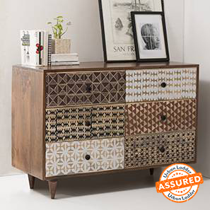 Bedroom Storage In Indore Design Emaada Solid Wood Chest of 6 Drawers in Teak Finish