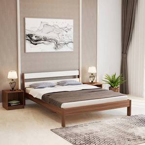 Engineered Wood Bed Design Roverb Engineered Wood Queen Size Non Storage Bed in Walnut & White Finish