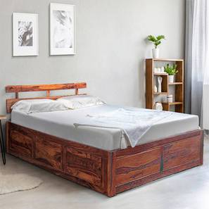 Mission King Size Bed Design Admire Solid Wood King Size Box Storage Bed in Honey Finish