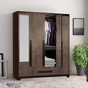 4 Door Wardrobe Design Regal Engineered Wood 4 Door Wardrobe With Mirror in Walnut Marble Finish