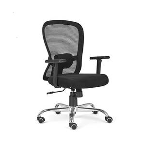 Medium Back Chair Design Darlena Swivel Fabric Study Chair in Black Colour