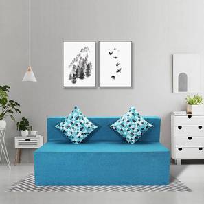 Living Room Furniture Design Design Quinn 3 Seater Fold Out Sofa cum Bed In Blue Colour