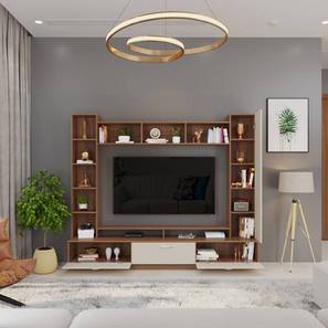 Bluewud Design Fenily Engineered Wood Free Standing TV Unit in Walnut & White Finish