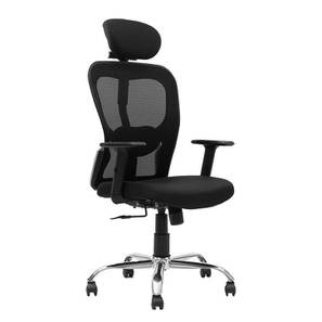 Study Chair In Visakhapatnam Design Sinclair Swivel Fabric Study Chair With Headrest in Black Colour