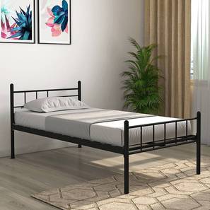 Beds With Mattress Design Weaver Metal Single Size Bed With SimplyWud Essential Mattress (Single Bed Size, Black Finish, 78 x 36 in Mattress Size)