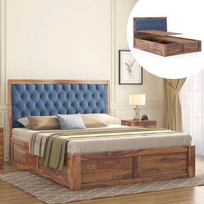 Beds With Storage Design Avon Queen Size Box Storage Bed In Teak With Theramedic Memory Foam Mattress with Latex (Teak Finish, Queen Bed Size, 78 x 60 in Mattress Size)