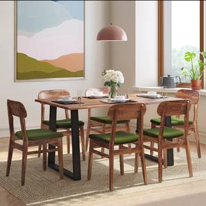 6 Seater Dining Sets 6 Chairs Design Aquila Live Edge 6 Seater Dining Table With Set of Vivien Chairs Cornsilk Yellow (Teak Finish, Matty Olive)