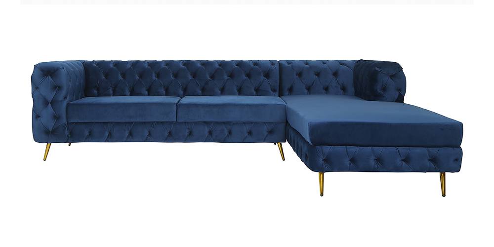Ivanka Velvet LHS Sectional Sofa (Royal Blue) by Urban Ladder - - 