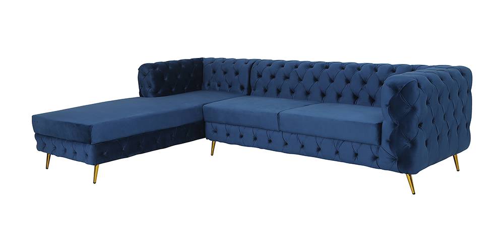 Ivanka Velvet Sectional Sofa (Teal Blue) - Urban Ladder