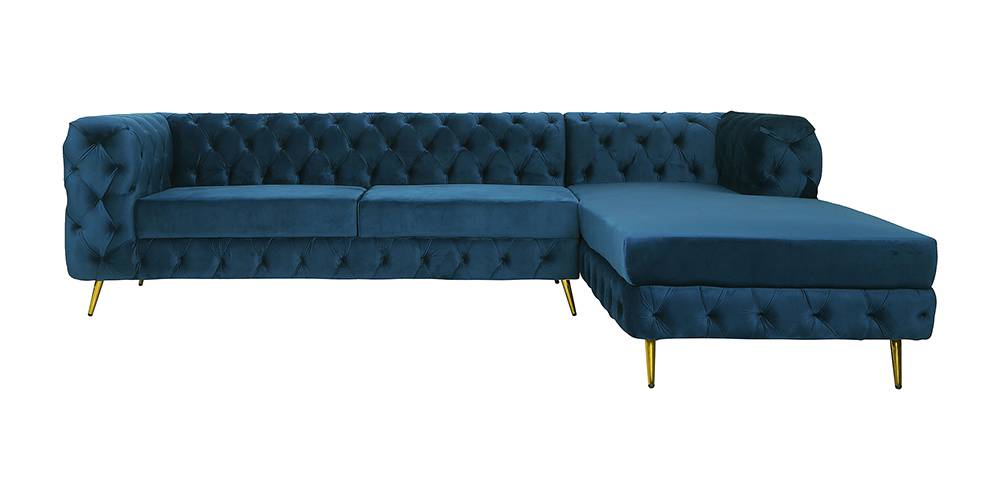 Ivanka Velvet LHS Sectional Sofa (Teal Blue) by Urban Ladder - - 