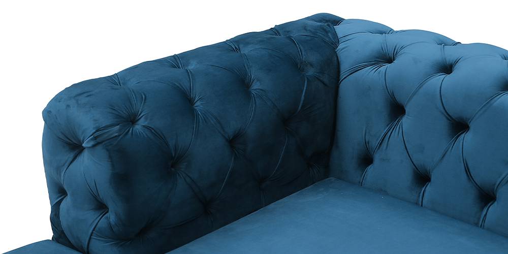 Ivanka Velvet Sectional Sofa (Teal Blue) - Urban Ladder