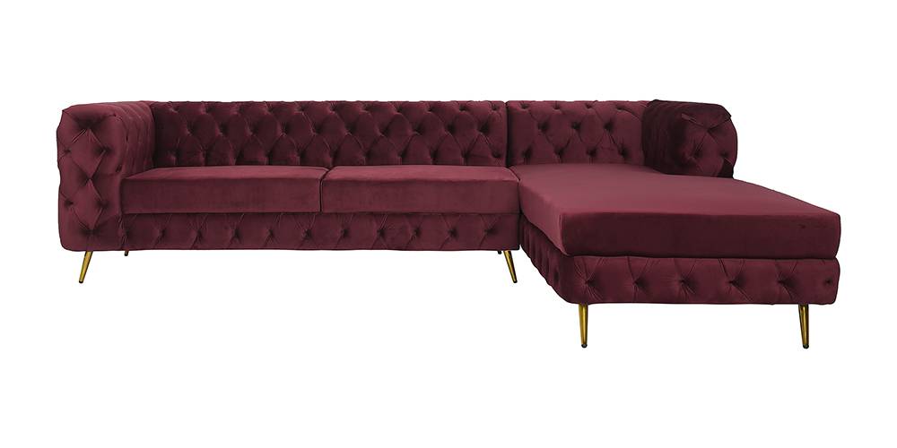 Ivanka Velvet LHS Sectional Sofa (Wine Red) by Urban Ladder - - 