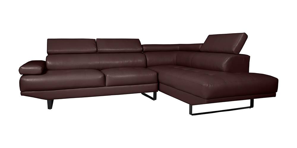 Celez LHS 3 Seater Sofa With Lounger (Dark Brown) by Urban Ladder - - 