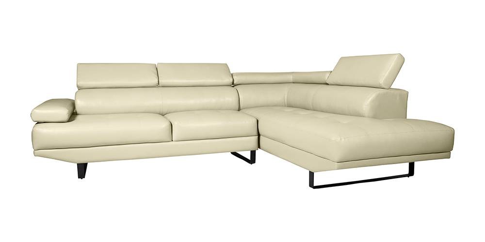 Celez Leatherette LHS Sectional Sofa (Cream) by Urban Ladder - - 