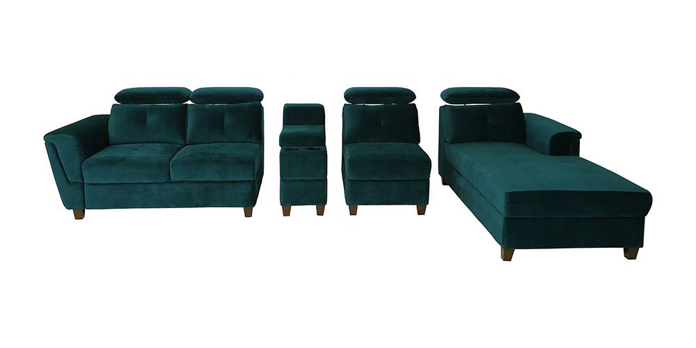 Impero Velvet Sectional Sofa (Teal Blue) - Urban Ladder