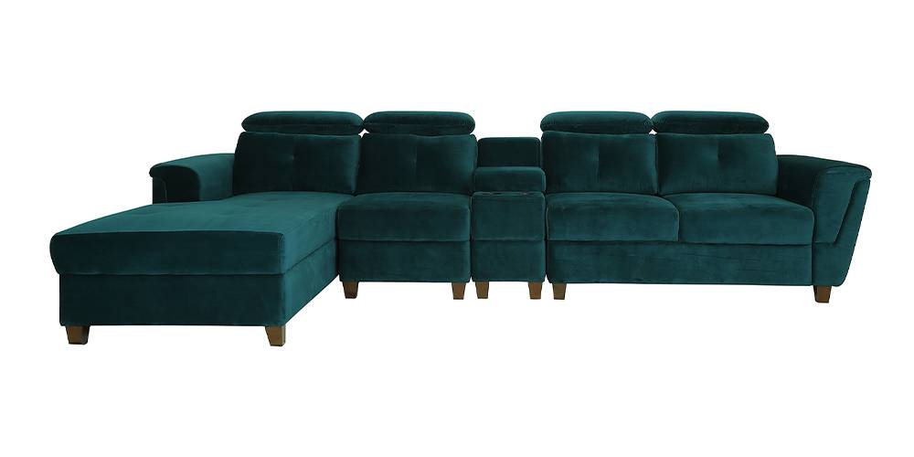 Impero Velvet Sectional Sofa (Teal Blue) - Urban Ladder