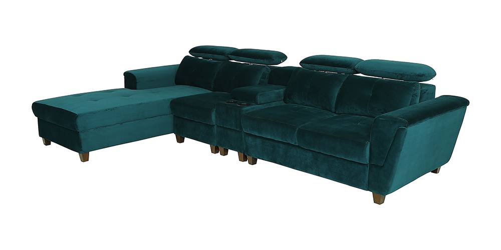 Impero Velvet Sectional Sofa (Teal Blue) - Urban Ladder