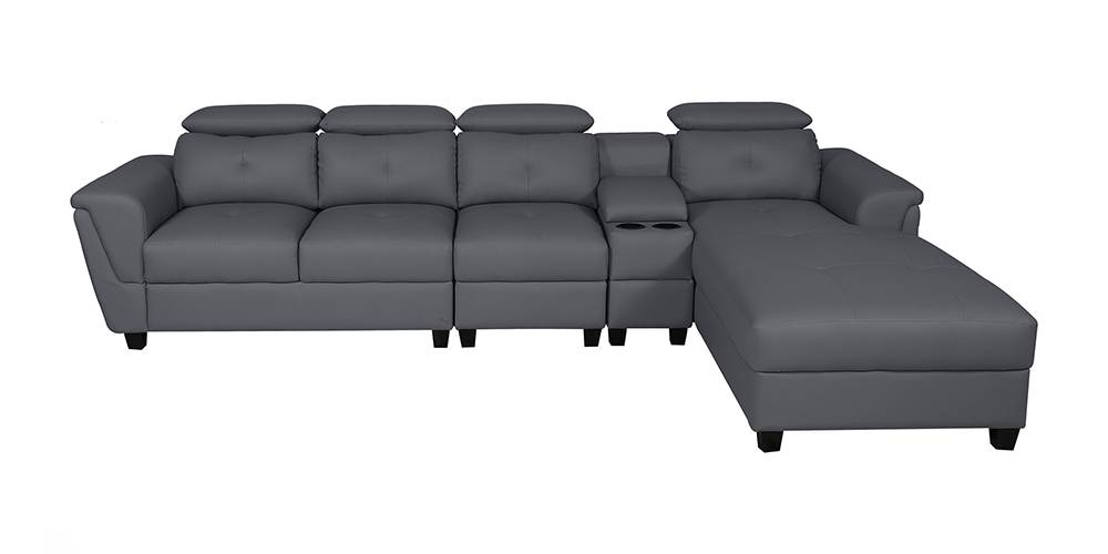 Impero Leatherette LHS Sectional Sofa (Grey) by Urban Ladder - - 
