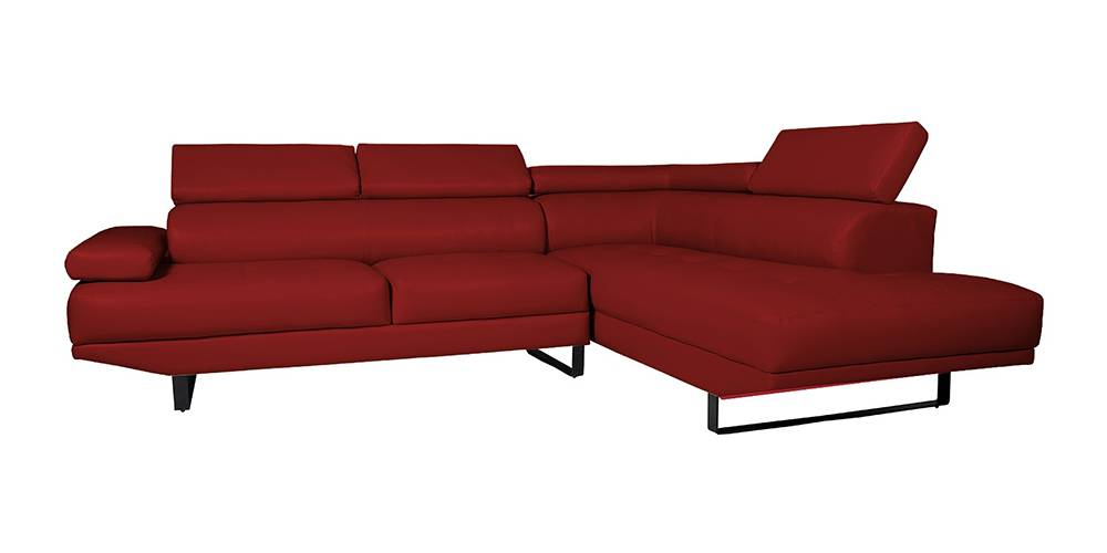 Celez LHS L Shape Sofa With Adjustable Headrests (Dark Red) by Urban Ladder - - 