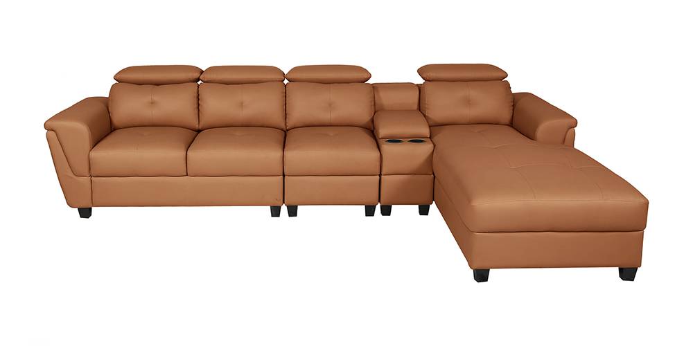 Impero Leatherette LHS Sectional Sofa (Tan) by Urban Ladder - - 