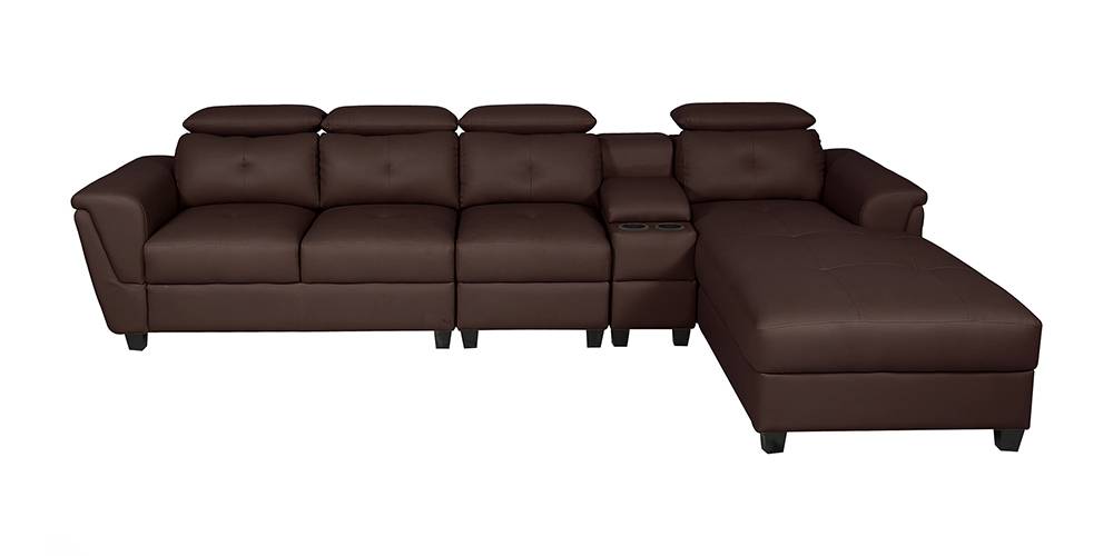 Impero Leatherette LHS Sectional Sofa (Dark Brown) by Urban Ladder - - 
