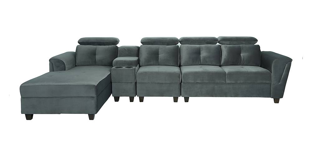 Impero Velvet RHS Sectional Sofa (Fossil Grey) by Urban Ladder - - 