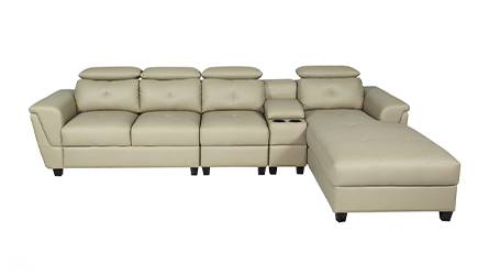Impero Leatherette LHS Sectional Sofa (Cream) by Urban Ladder - - 