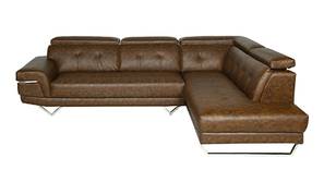 Monarch Leatherette Sectional Sofa (Textured Brown)
