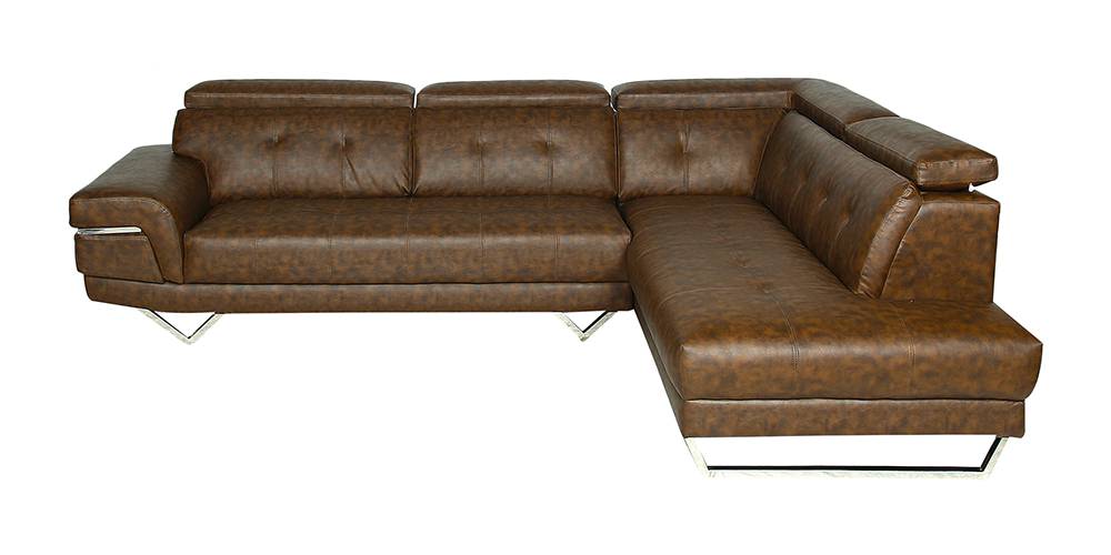 Monarch Leatherette LHS Sectional Sofa (Textured Brown) by Urban Ladder - - 