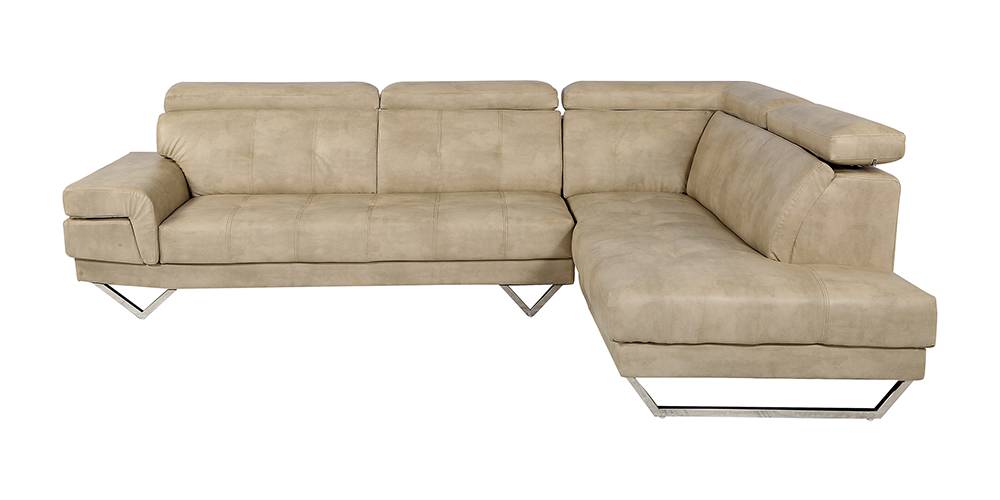 Monarch Leatherette LHS Sectional Sofa (Cream) by Urban Ladder - - 