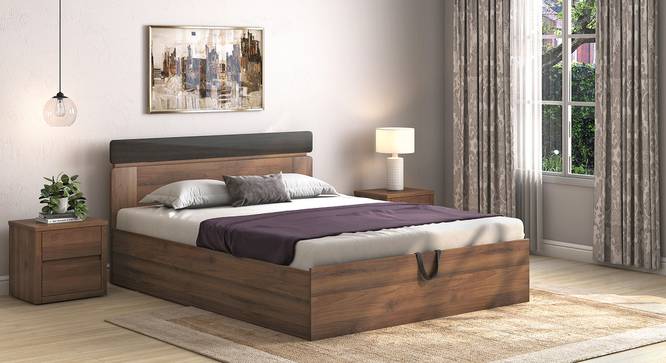 Aruba Hydraulic Bed - Classic Walnut (Queen Bed Size, Classic Walnut Finish) by Urban Ladder - Side View - 