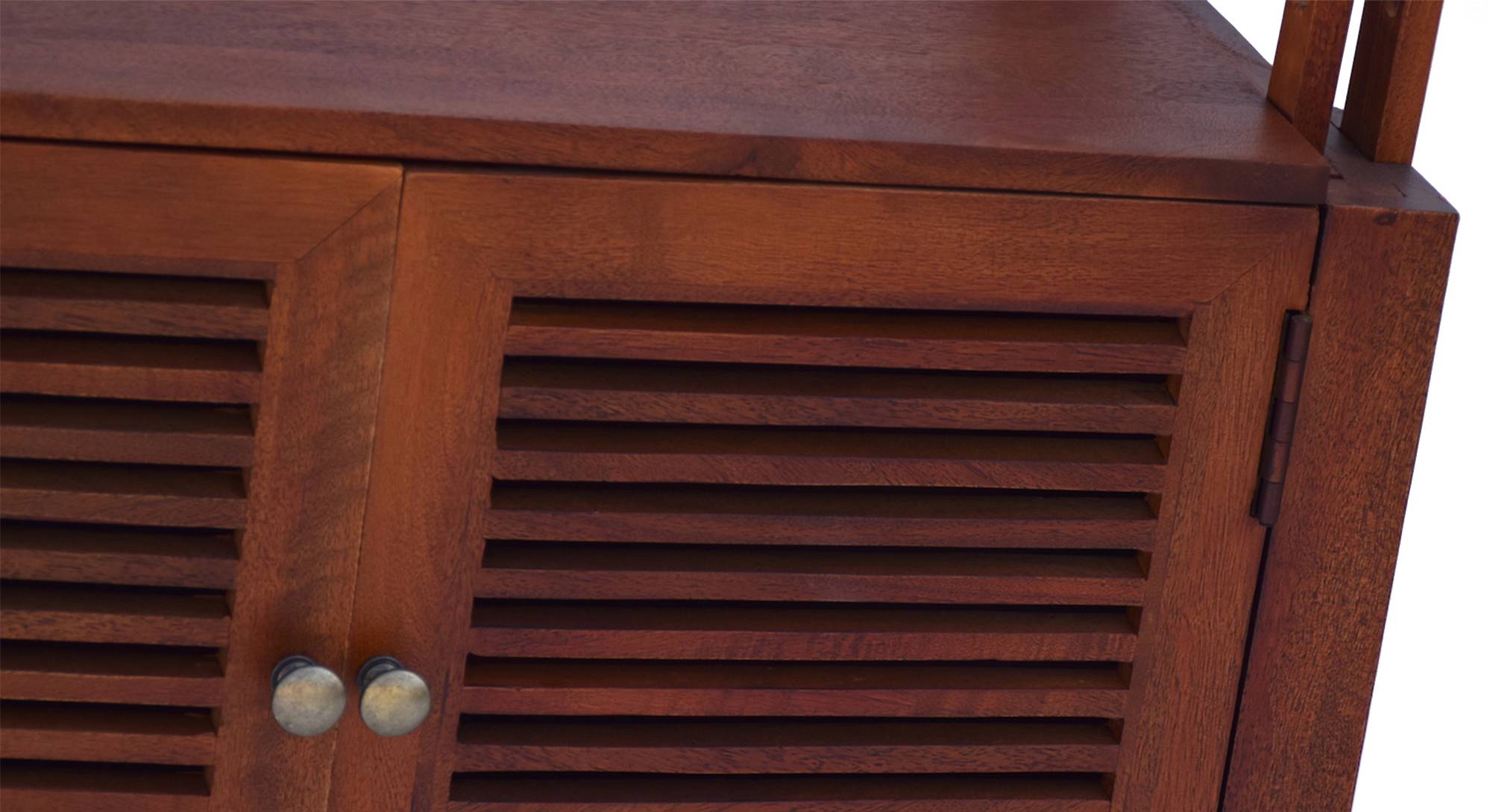 Jali Shoe Rack With Seating in Honey Finish Urban Ladder