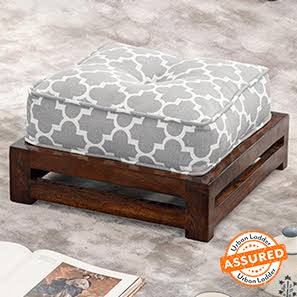 Ottomans Design Raymond Footstool (Walnut Finish, Grey)